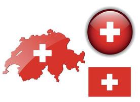 suiza, bandera suiza, mapa y botón brillante.