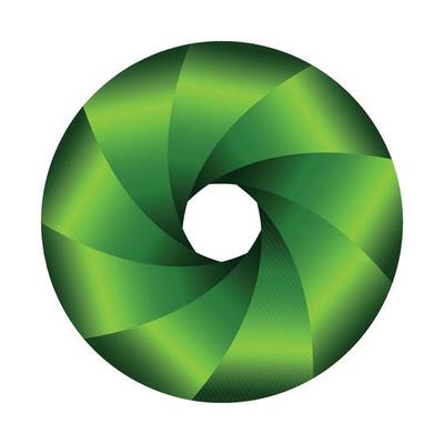 Symbol 3D, abstract lens design and green.