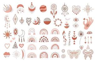 Aesthetic bohemian magic composition set vector