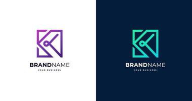 Initial K letter logo design template, minimalist line gradient concept, vector illustration