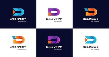 Big bundle set of minimalist letter D logo design. Vector design element, with variety D logo gradient style element, business sign, logos, identity, vector illustrations.