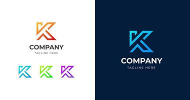 Initial K letter logo design template, line gradient concept, vector illustration