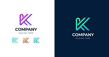 Initial K letter logo design template, line gradient concept, vector illustration