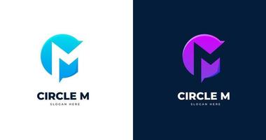 Letter M logo design template with circle shape style