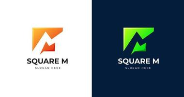 Letter M logo design template with square shape style vector