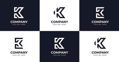 gran conjunto de diseño de logotipo de letra k minimalista. elemento de diseño vectorial, con variedad monograma k elemento de logotipo, rótulo comercial, logotipos, identidad, ilustraciones vectoriales. vector