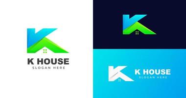 Initial K letter logo with house icon concept design vector