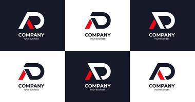 Big bundle set of minimalist letter A and D logo design. Vector design element, with variety A and D logo flat style element, business sign, logos, identity, vector illustrations.