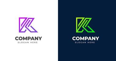 Initial K letter logo design template, line gradient concept, vector illustration