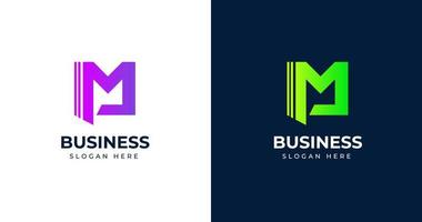Letter M logo design template with square shape style vector