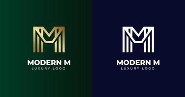 Initial M letter logo design template, line luxury concept, vector illustration