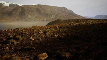 Beautiful view of foggy mountains with a reflection in a lake video