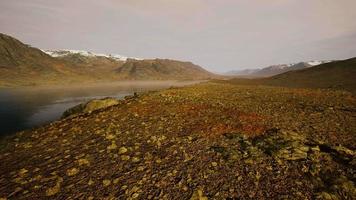 belle vue sur les montagnes brumeuses avec un reflet dans un lac video