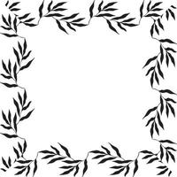 square shaped black frame made of plants on white isolated background vector