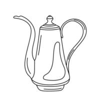 Vintage coffee pot in doodle style. vector