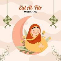 fondo plano de la ilustración de eid al fitr vector