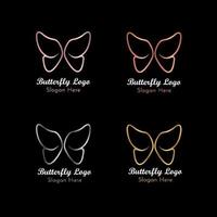 Set of butterfly logos in metallic colors vector