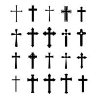 Set of crosses silhouettes