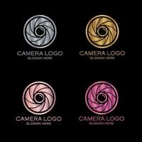 Set of camera logos in metallic colors vector