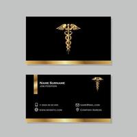 Medicine business card in black and gold color vector