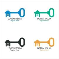 Set of logos with house and key design vector