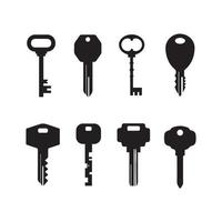 Set of keys silhouettes vector
