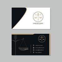 tarjeta de visita de abogado en negro, dorado y blanco vector