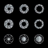 Silver camera logo set vector