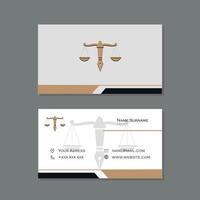 Lawyer business card with pen logo and scales of justice, in gold and white vector