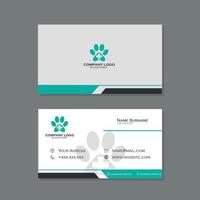 Veterinary business card with dog footprint logo vector