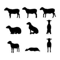 Set of black silhouettes of sheep vector