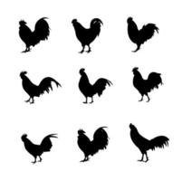 Rooster silhouettes set vector