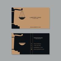 Lawyer business card in mustard color and black with scale of justice logo vector