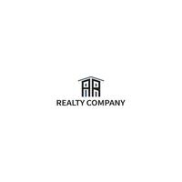 the logo design inspiration of commercial real estate brokerage is inspired by abstract letters A and R isolated in the form of twin towers in black and blue color also suitable for property logos vector