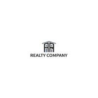 the logo design inspiration of commercial real estate brokerage is inspired by abstract letters A and R isolated in the form of twin towers in black and blue color also suitable for property logos vector