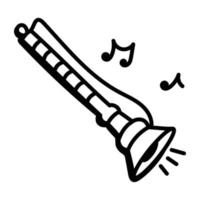 icono moderno dibujado a mano de clarinete vector