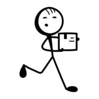 A customizable hand drawn icon of delivery man vector