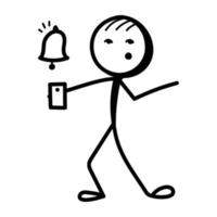 Stick figure with dollar, hand drawn icon of finance manager vector