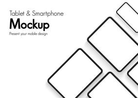 Smartphones and Tablets Mockup With Space for Text Isolated on White Background. Vector Illustration