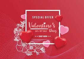 Valentines day sale background with balloons heart pattern. Vector illustration. Wallpaper, flyers, invitation, posters, brochure, banners.
