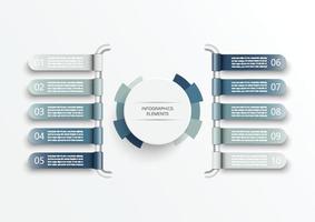 plantilla infográfica vectorial con etiqueta de papel 3d, círculos integrados. concepto de negocio con 10 opciones. para contenido, diagrama, diagrama de flujo, pasos, partes, infografías de línea de tiempo, flujo de trabajo, gráfico. vector