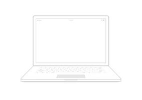 Laptop computer notebook outline on white background. illustrator vector. vector