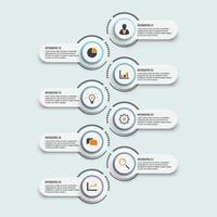 Vector infographic template with 3D paper label, integrated circles. Business concept with 8 options. For content, diagram, flowchart, steps, parts, timeline infographics, workflow, chart.