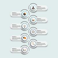 Vector infographic template with 3D paper label, integrated circles. Business concept with 8 options. For content, diagram, flowchart, steps, parts, timeline infographics, workflow, chart.