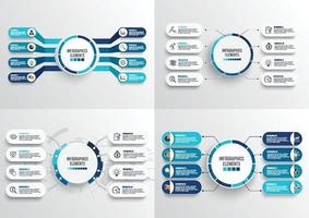 establecer plantilla infográfica vectorial con etiqueta de papel 3d, círculos integrados. concepto de negocio con 8 opciones. para contenido, diagrama, diagrama de flujo, pasos, partes, infografías de línea de tiempo, flujo de trabajo, gráfico. vector