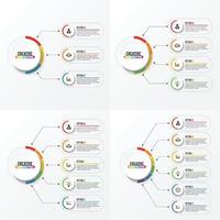 elementos abstractos de la plantilla infográfica vectorial gráfica con círculos de etiquetas. concepto de negocio con 3, 4, 5 y 6 opciones. para contenido, diagrama, diagrama de flujo, pasos, partes, infografías de línea de tiempo, gráfico. vector