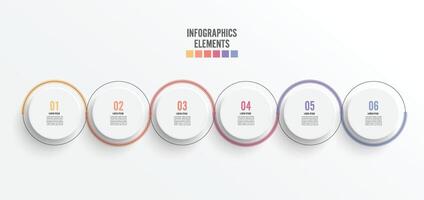 Elementos abstractos de la plantilla de infografía gráfica con etiqueta, círculos integrados. concepto de negocio con 6 opciones. para contenido, diagrama, diagrama de flujo, pasos, partes, infografías de línea de tiempo, diseño de flujo de trabajo. vector