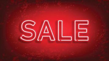 Sale glowing neon sign. Light vector on red background for your advertise, discounts and business.