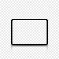 Modern realistic black tablet computer with transparent screen. Vector illustration.