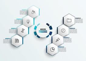 plantilla de infografía vectorial con etiqueta de papel 3d, círculos integrados. concepto de negocio con 8 opciones. para contenido, diagrama, diagrama de flujo, pasos, partes, infografías de línea de tiempo, flujo de trabajo, gráfico. vector